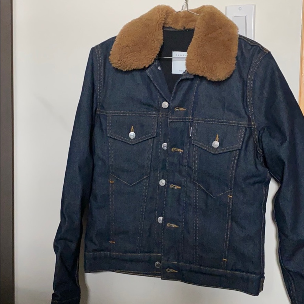 Sandro teddy sherling dark denim jacket